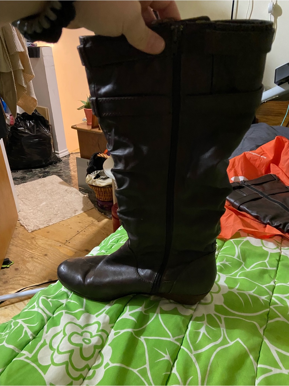 Women's Over-the-Knee Zip Riding Boots in Dark Brown